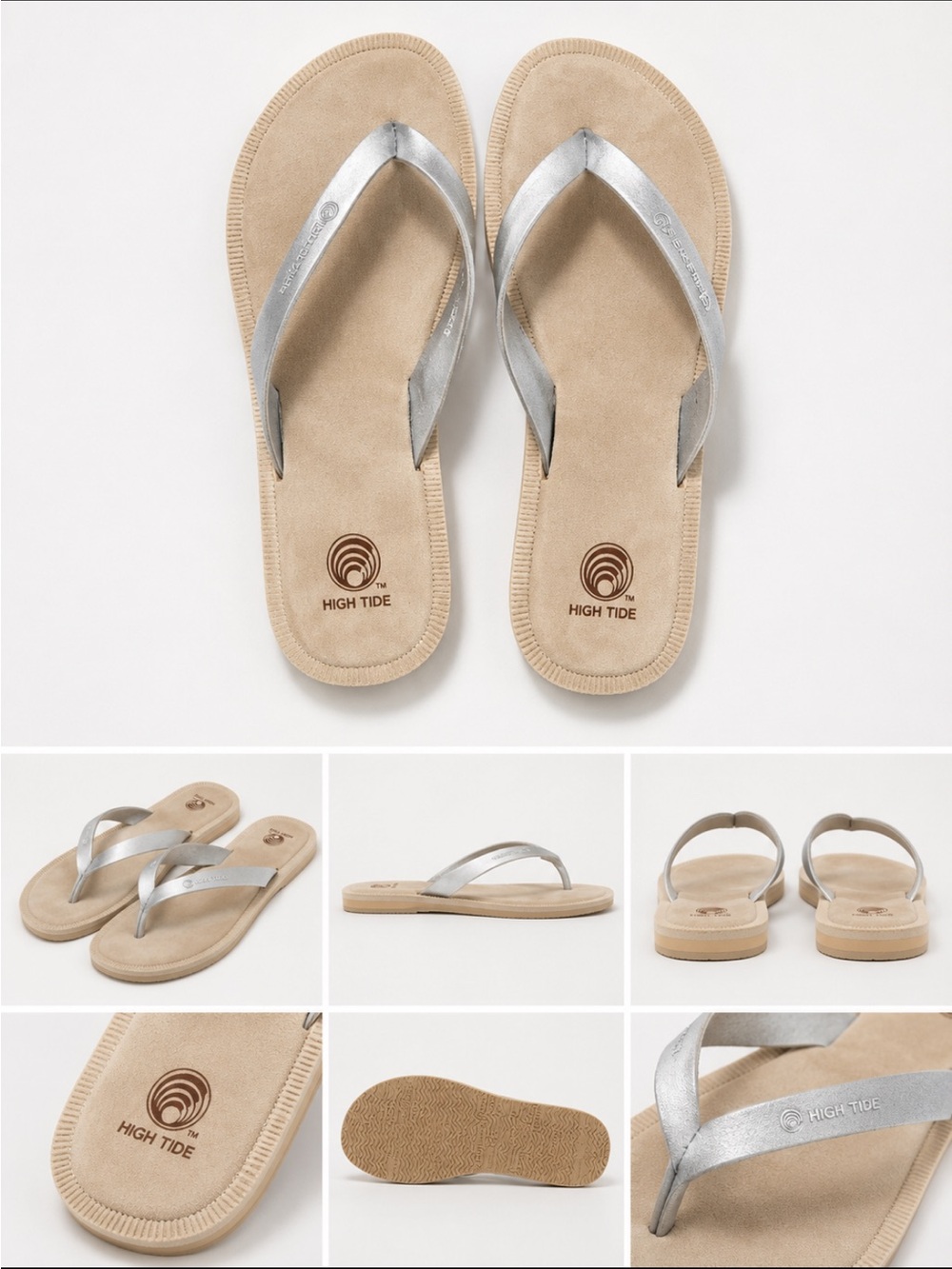 High Tide Women's Beige Sandals with Silver Straps